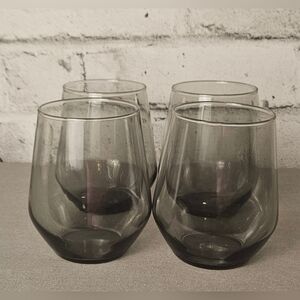 IKEA IVRIG Gray Stemless Glasses Set of 4 Smoky Tumbler Cups